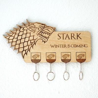 Game of Thrones Key Holder - House Stark -  Laser cut and laser engraved wood ke   292308855522